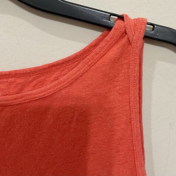 Eileen Fisher Sleeveless Hemp Dress Sz MP Petite Orange Geranium Bateau - Picture 3 of 6